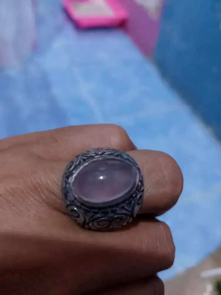 Batu kecubung ungu asli natural mewah ring 7/8