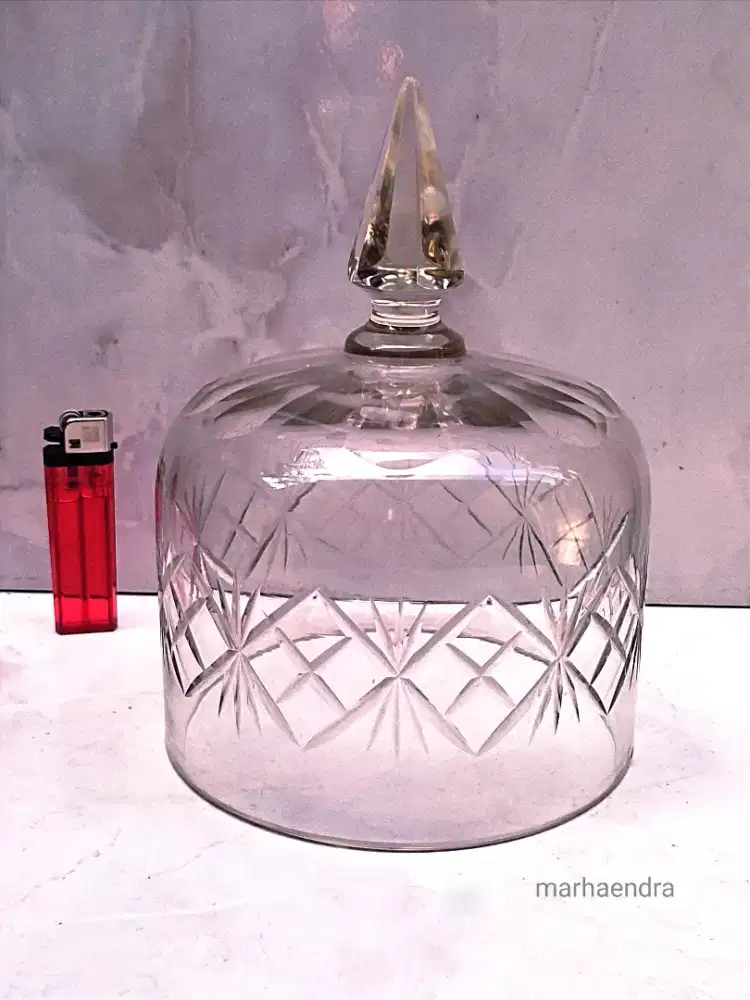 Tutup keju kristal Bohemia antik kuno vintage jadul