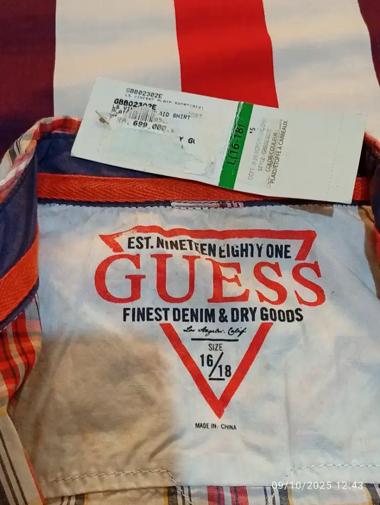 Kemeja panjang anak Guess original