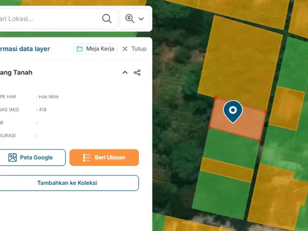 ＴＡＮＡＨ ＭＵＲＡＨ ３０ ＲＨＵ ＤＩＭＥＮＳＩ １５ Ｘ ２７ Ｍ di Blitar