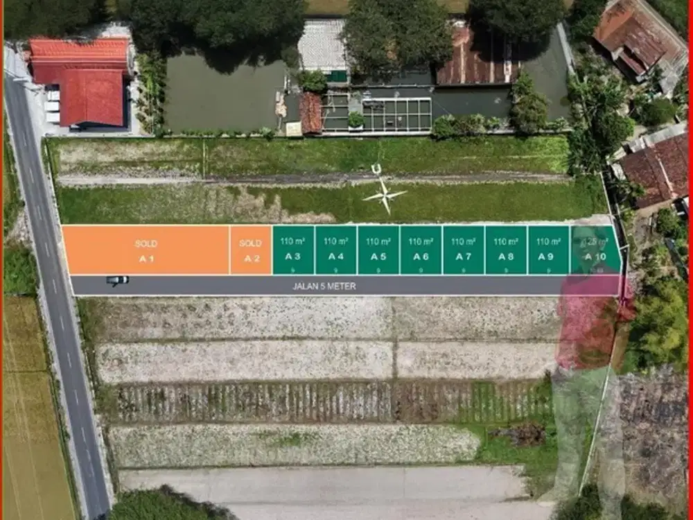 Murah Tanah 3 jutaan tepi aspal di Sidokarto Barat Tugu Jogja
