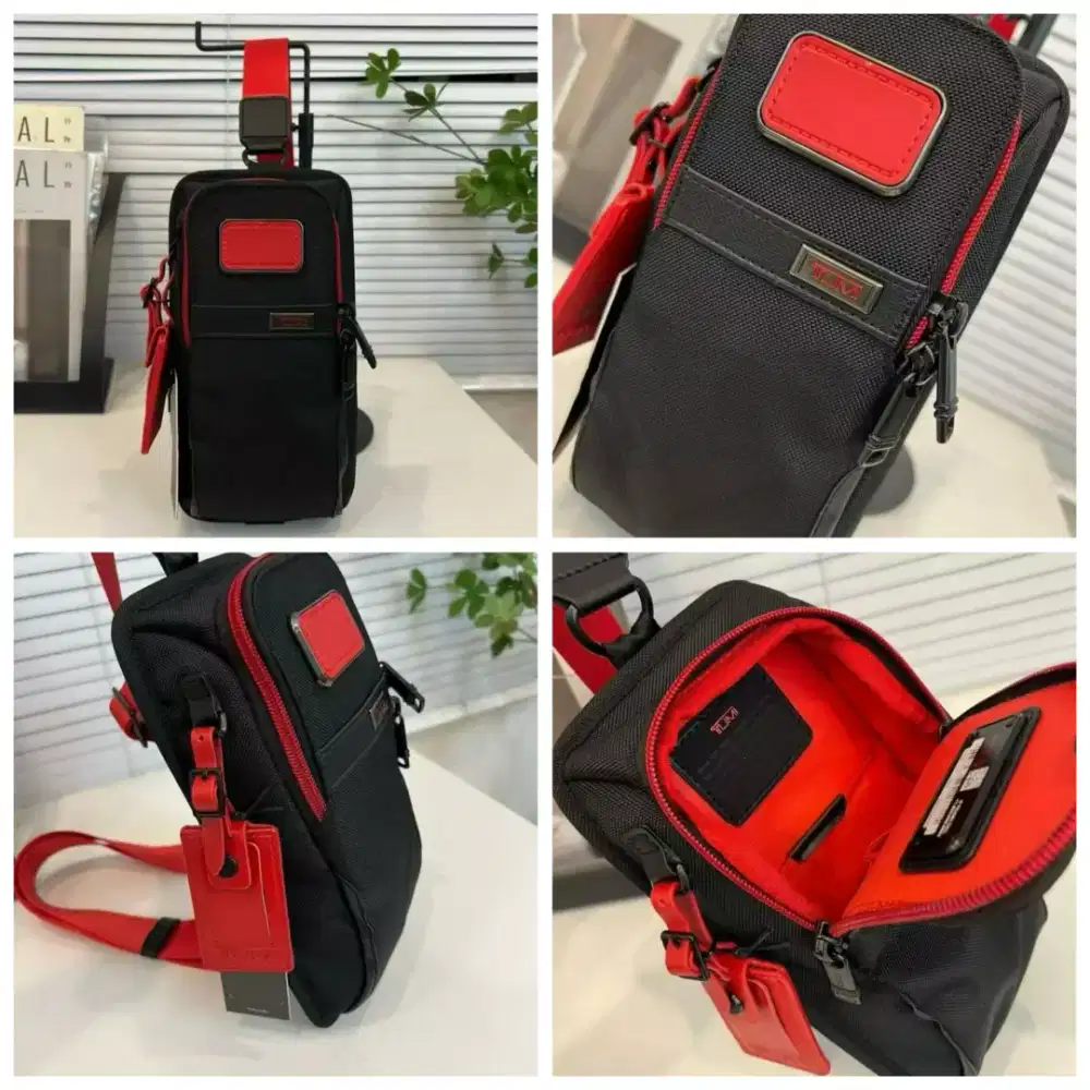 Tas Tumi Alpha Compact Slingbag Black Red
