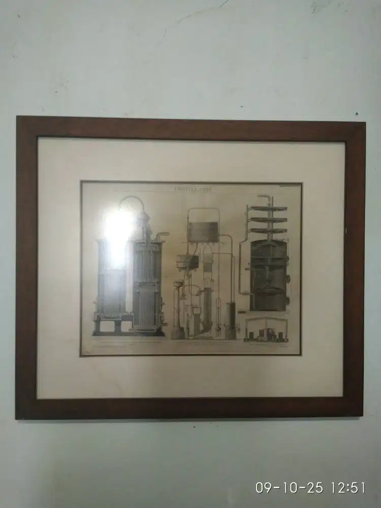 Gambar Vintage Tahun 1886 Alat Produksi & Kereta Api, Print Press Orig