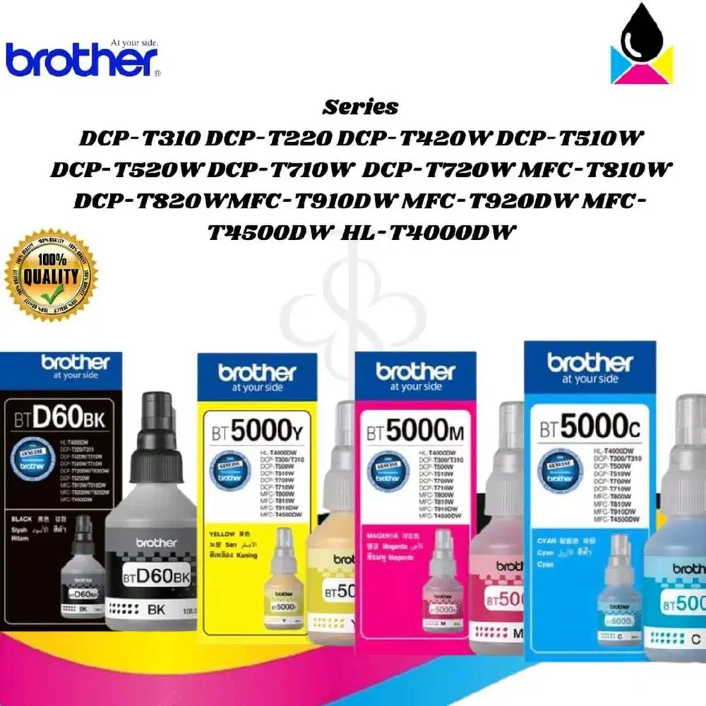 TINTA BROTHER BTD60 BK DAN BT5000 CMY