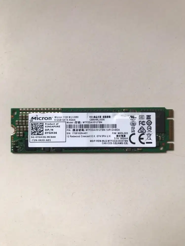 SSD Micron 512GB M.2 SATA NVME Health 90