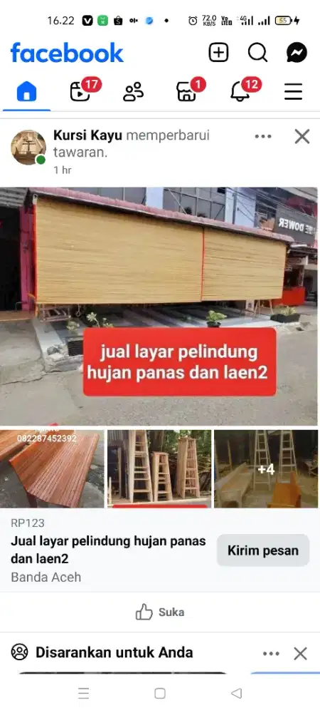 Jual tirai gulung kursi bambu tangga lipat dan laen2