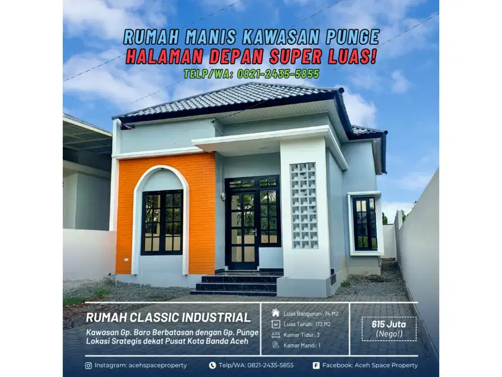 Dijual Rumah Manis di Kawasan Punge - Halaman Depan Super Luas!