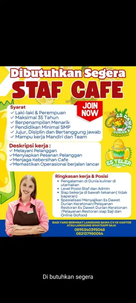 Staf Cafe Dawet Durian Keratonan Ngagel Surabaya