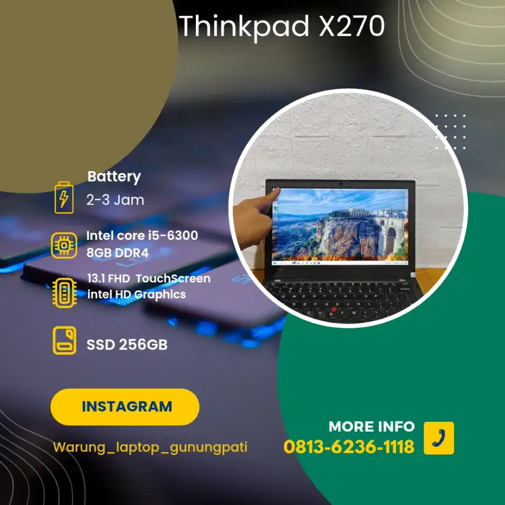 Thinkpad X270 i5 gen 6 layar sentuh