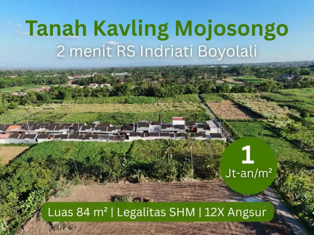 Jual Tanah 1 Jutaan Boyolali, 200 meter Puskesmas Mojosongo: DP Ringan