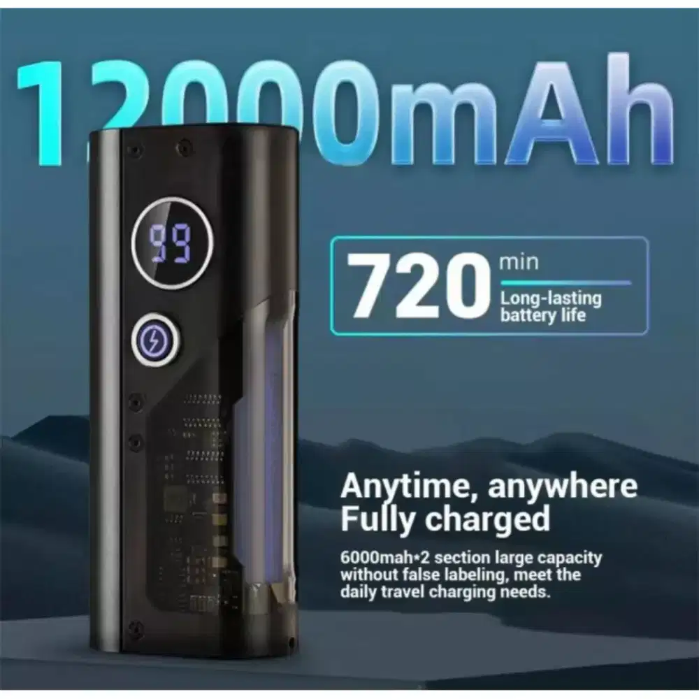 Powerbank kapasitas besar 12000Mah dengan LED senter 3000lumens