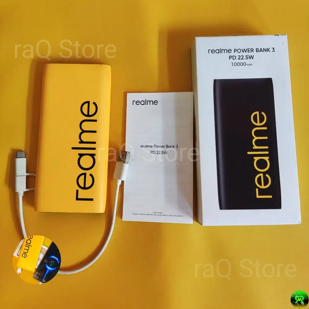Powerbank 10000mAh realme 3 wrn Yellow, Bekas pemakaian masih Normal