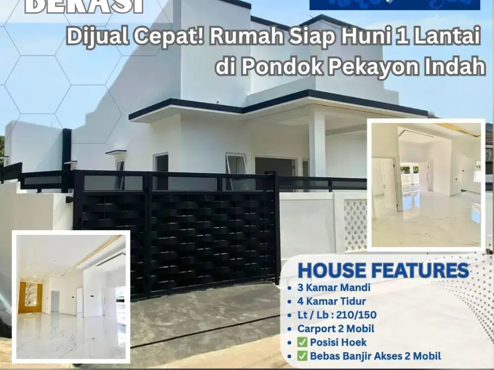 Dijual Cepat! Rumah Siap Huni 1 Lantai di Pondok Pekayon Indah Akses 2 Mobil Bebas Banjir S327A