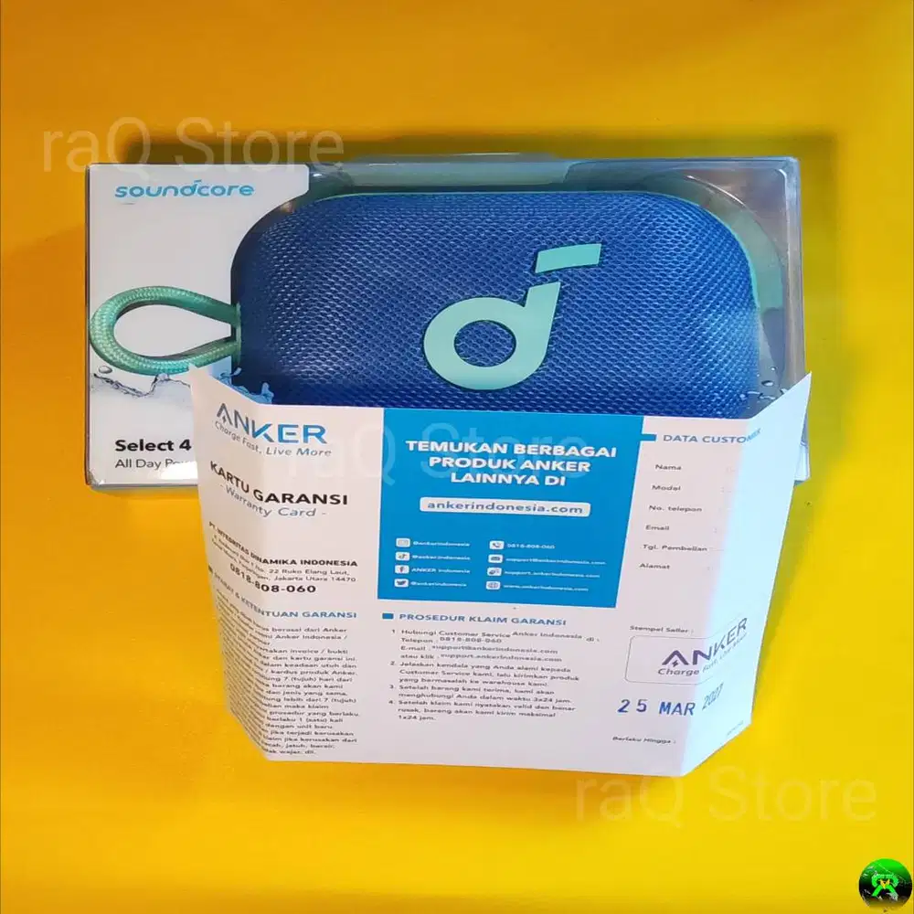 Speaker bluetooth Soundcore Select 4 Go warna Blue, Baru LengkapBawaan