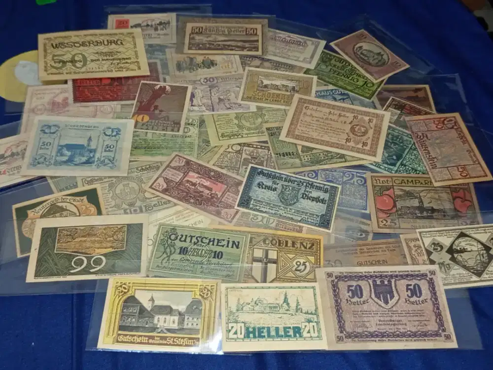 Dijual Borongan 50 Lembar Uang darurat Jaman Perang Dunia 1