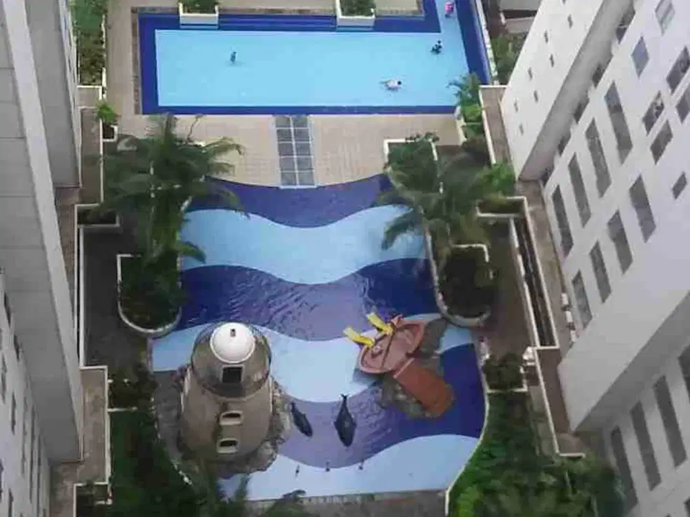 termurah sewa 2 br bulanan tower flamboyan view kolam