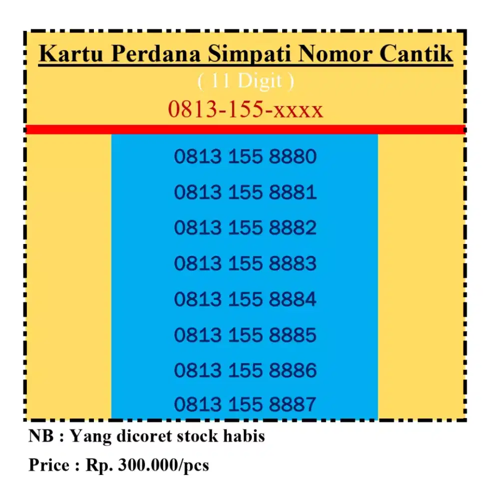 Kartu Perdana Simpati Telkomsel 11 digit  nomor cantik Pilihan