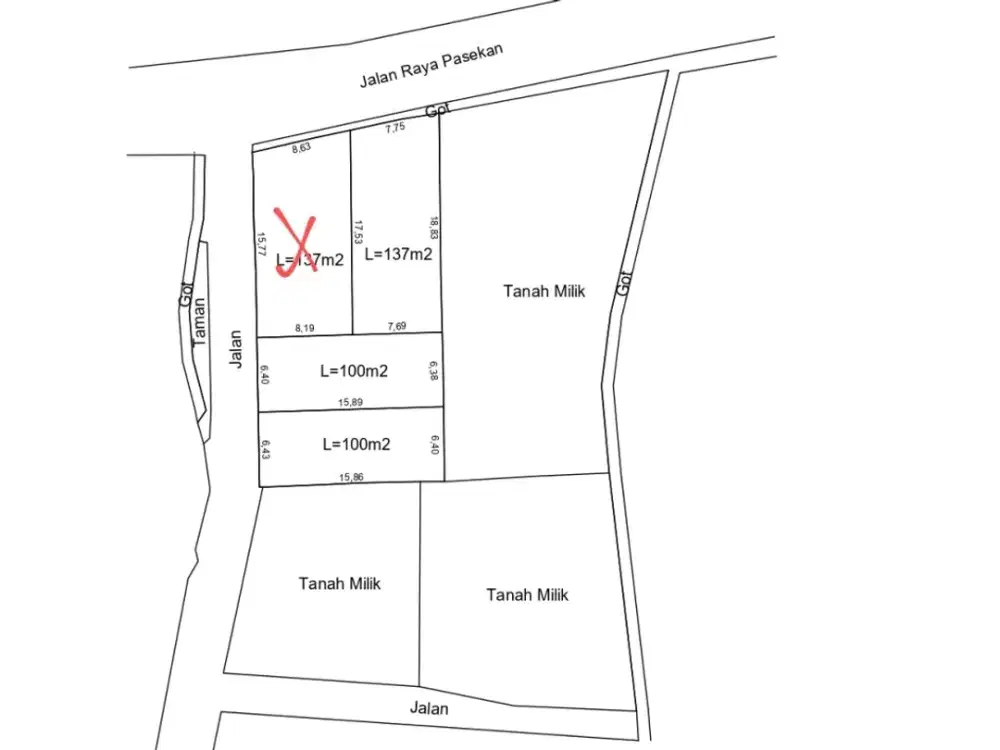 Dijual Tanah Strategis di Jalan Pasekan, Batubulan, Sukawati, Gianyar, Bali.