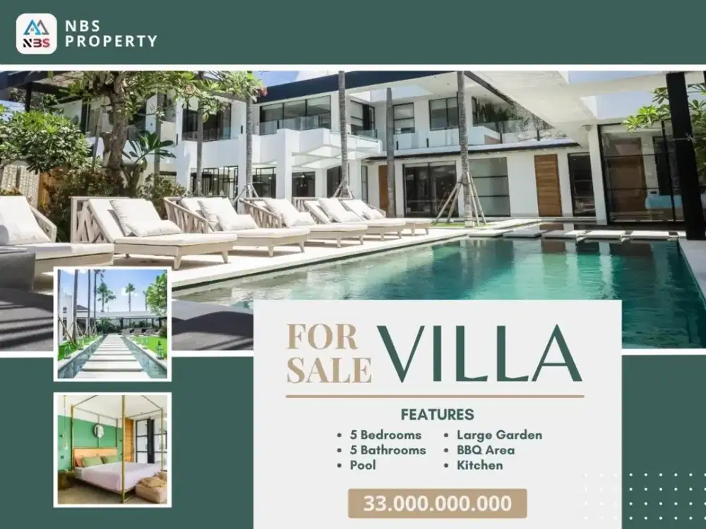 FOR SALE MODERN VILLA WITH A SWIMMING POOL AND LARGE GARDEN AT CANGGU, PERERENAN