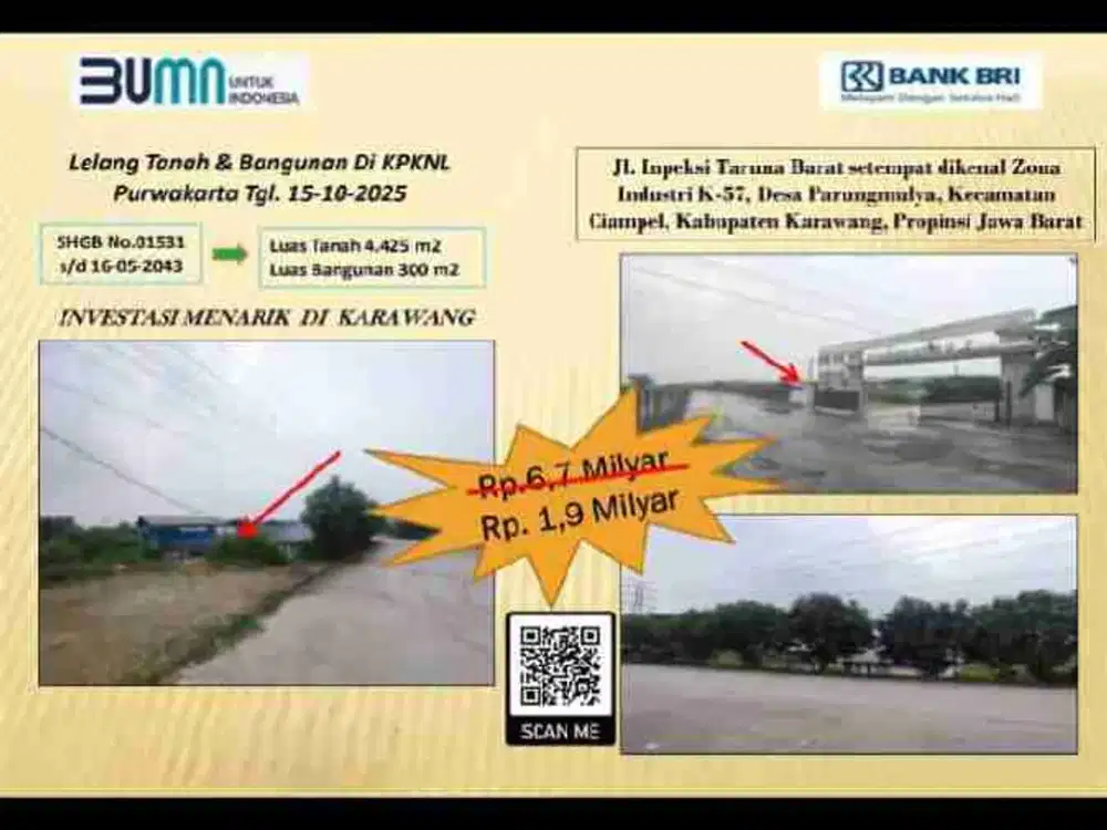 Tanah dan bangunan zona industri karawang