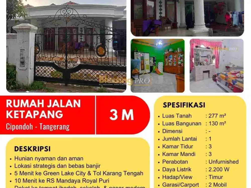 Dijual Rumah jl Ketapang Cipondoh Tangerang
