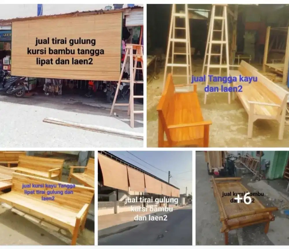 Jual kursi kayu Tangga lipat tirai gulung dan laen2