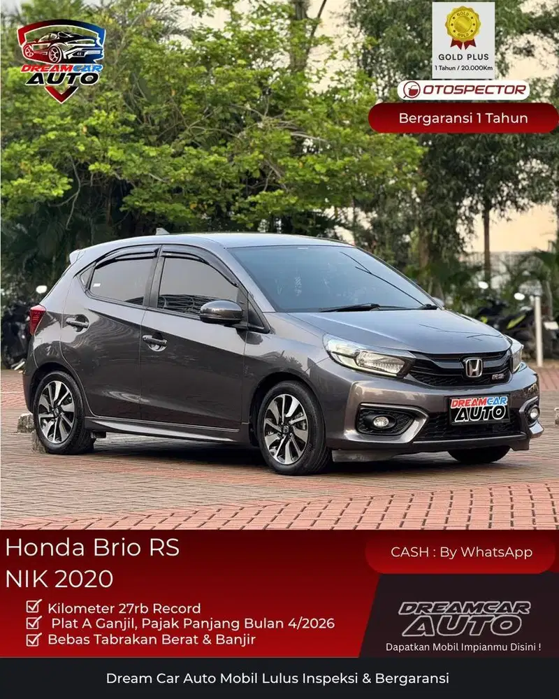 [km 27rb] Honda Brio RS AT CVT NIK 2020 Abu Abu Yaris Jazz