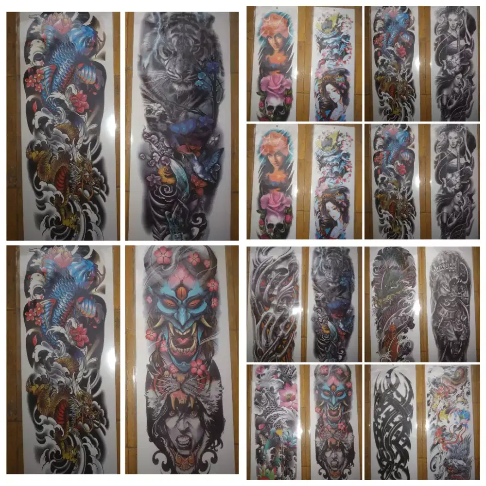 Tato full lengan tato tato tahan air temporer tahan lama 15 hari