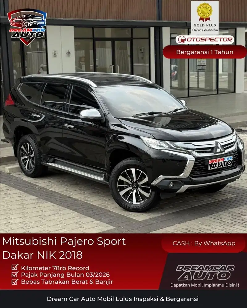 [km 78rb] Mitsubishi Pajero Sport Dakar Nik 2018 Hitam VRZ