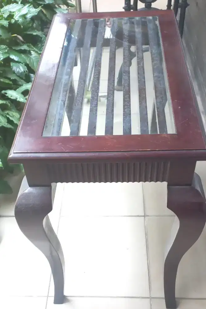 Meja  kaca Jati bagus