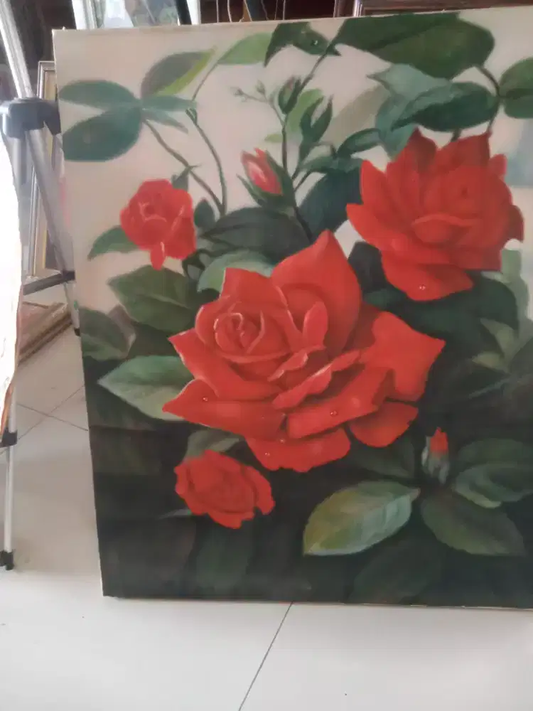 Lukisan bunga mawar indah