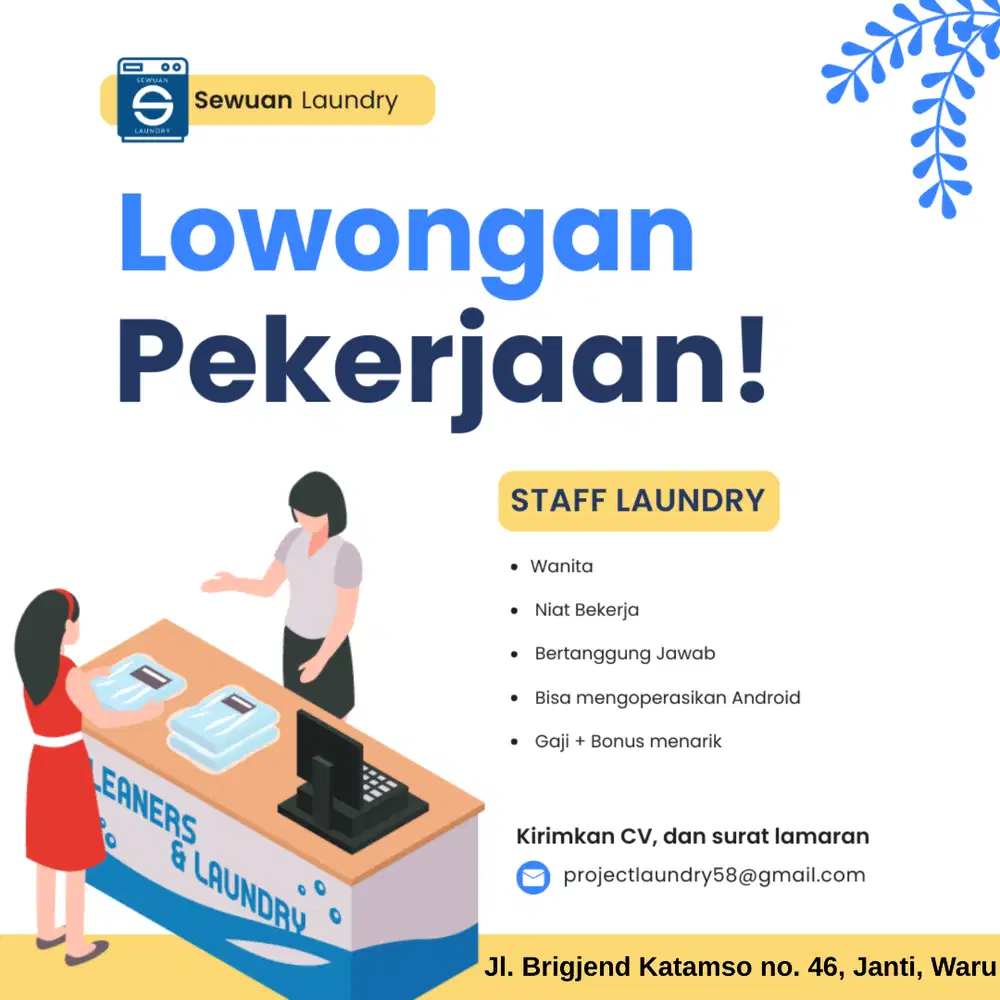Dibutuhkan Karyawan Laundry