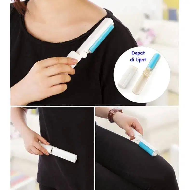 Alat Pembersih Bulu Debu Lipat Portable Rol Sikat Elektrostatik Jas