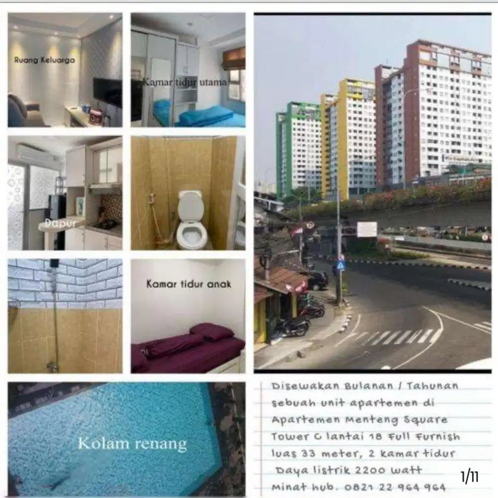 Disewakan Apartemen 2 BR Menteng Square Full Furnish