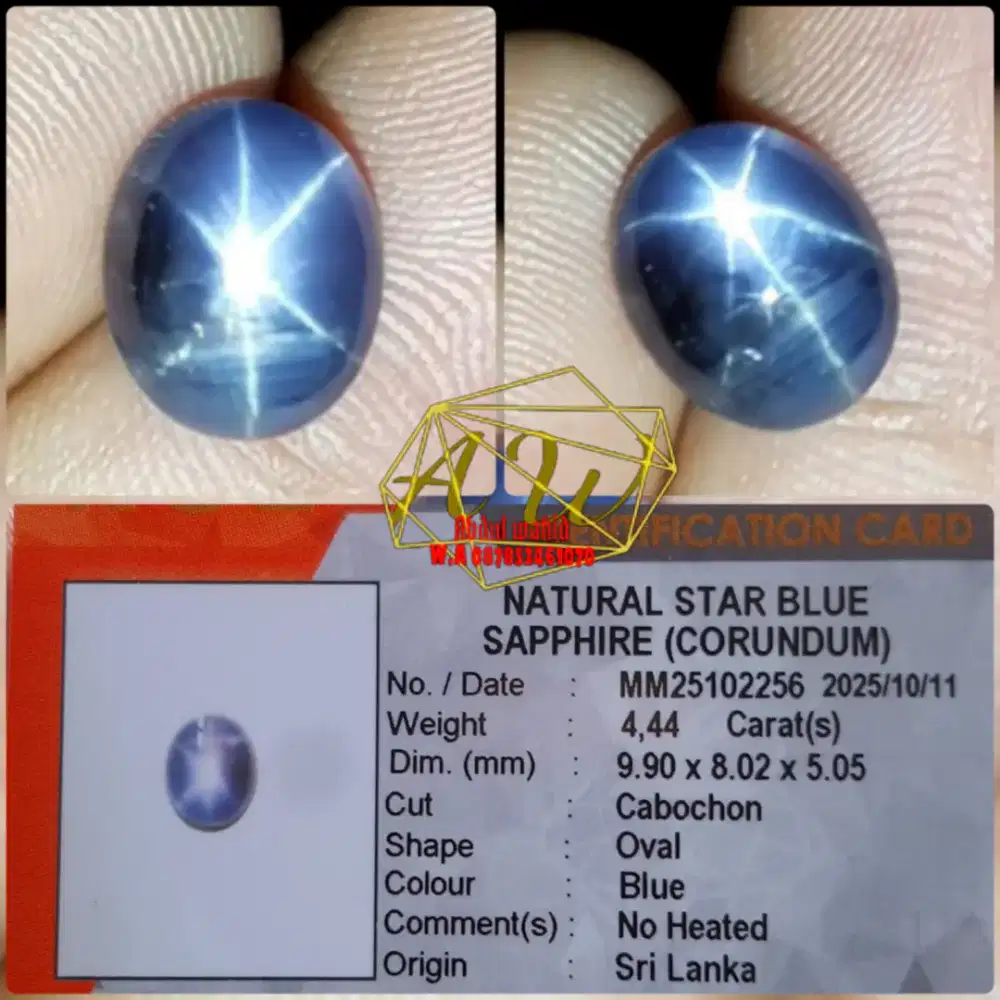 STAR BLUE SAPPHIRE NO HEATED SRILANKA 4.40CARAT