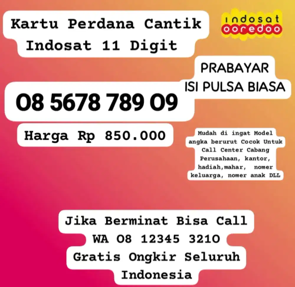 Kartu Indosat Cantik untuk toko bangunan toko listrik toko sembako