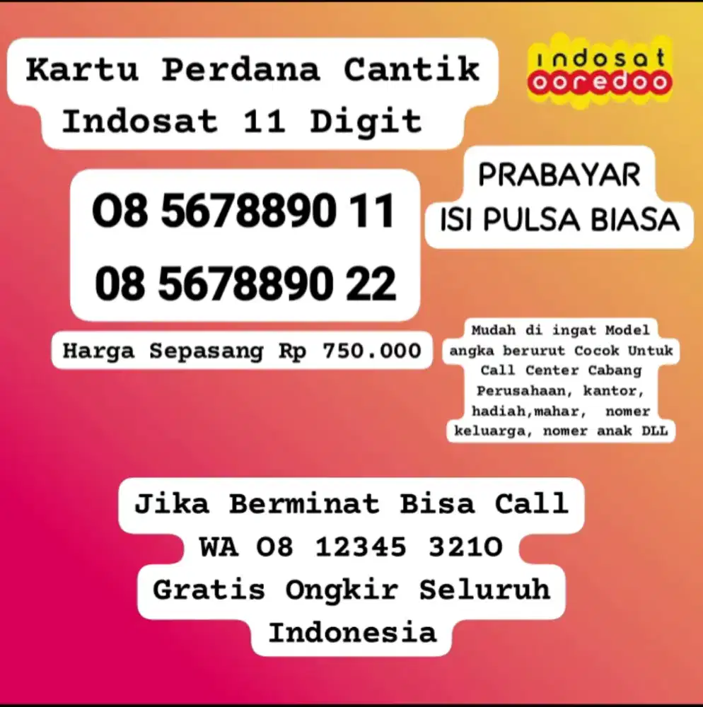 Kartu Perdana Cantik buat jual tanah rumah properti apartemen