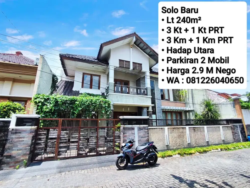 Jual Rumah Di Solo Baru, Cluster Satpam 24 jam