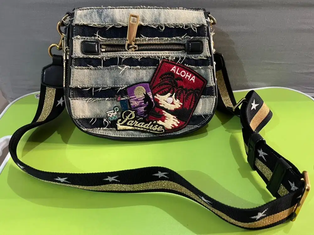 Preloved Marc Jacobs Striped Denim Saddle Bag