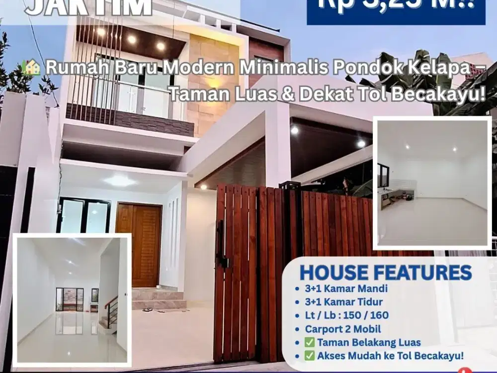 Rumah Baru Modern Minimalis Pd Kelapa – Ada Taman Luas Belakang ZN28