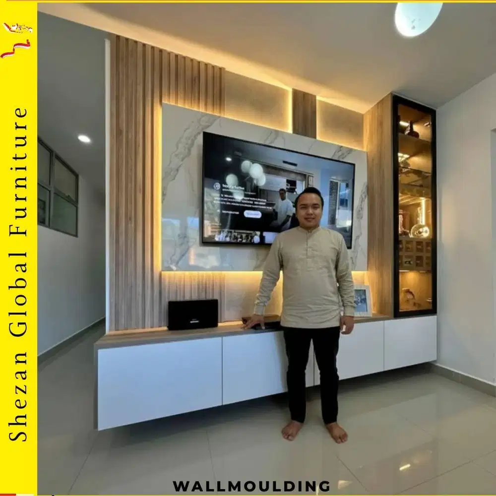 JASA PEMBUATAN BACKDROOP TV INTERIOR RUMAH HARGA MURAH BISA CUSTOM