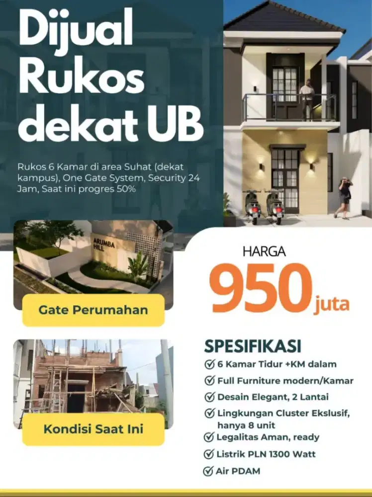 Rukos dekat UB 6 km + 6 k mandi 950 jt