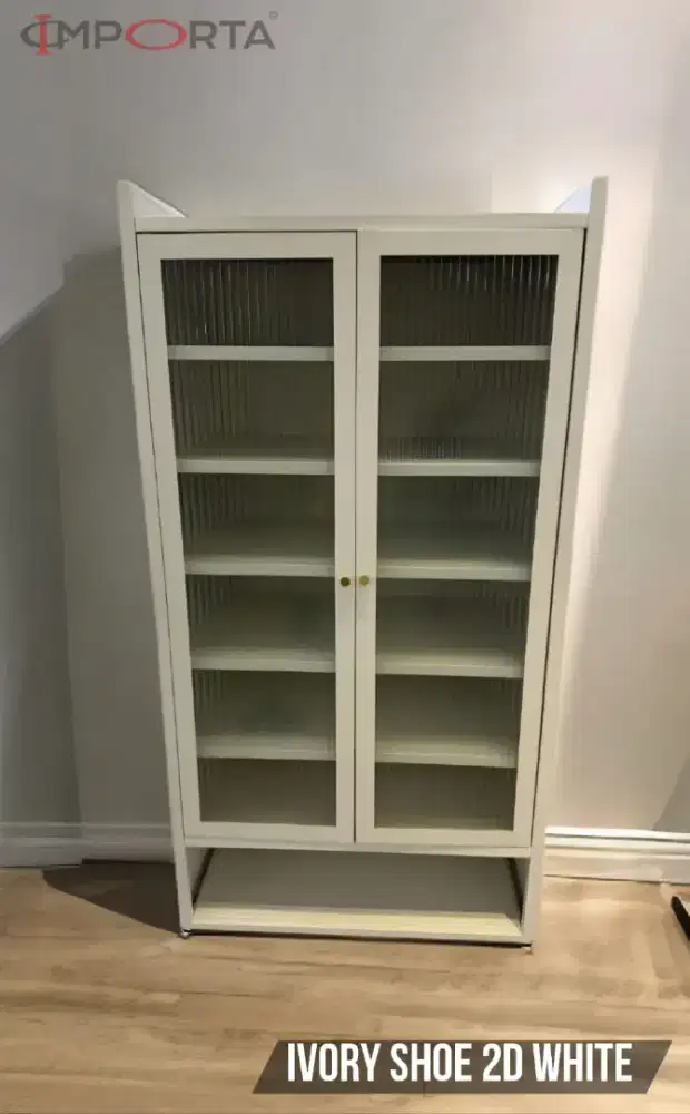 Lemari Sepatu Besi 2 Pintu IMPORTA Ivory Shoe Cabinet 2D White