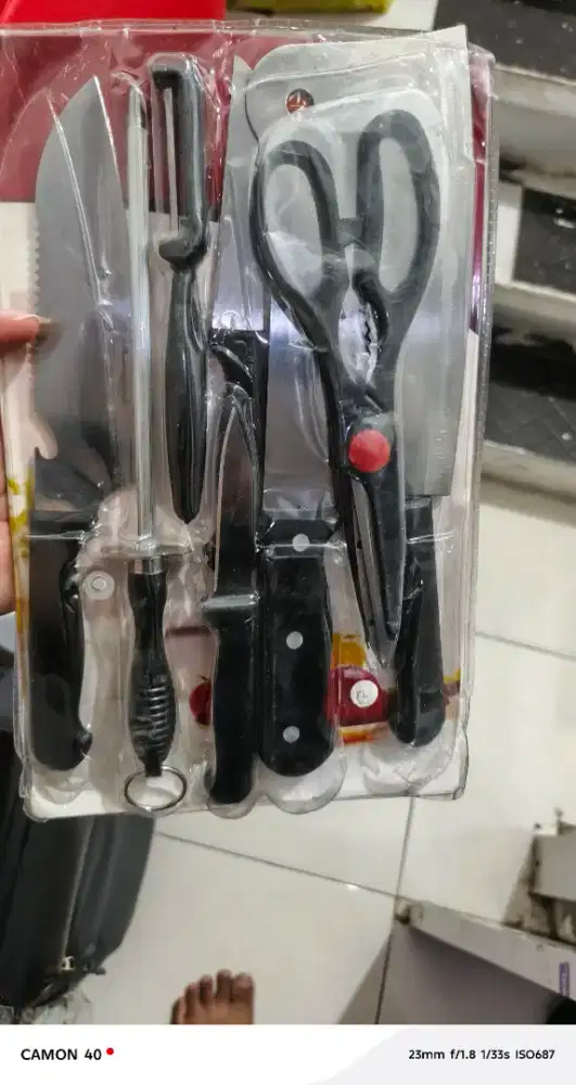 Pisau set total 8pcs bahan besi, pisau buah, daging, kupas kentang