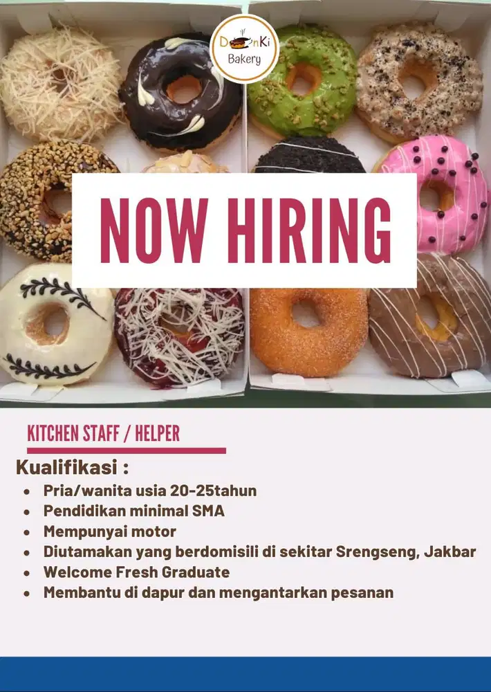 dibutuhkan segera helper untuk usaha bakery di srengseng, jakbar