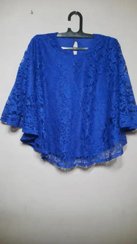 Kebaya Modern Blouse Biru Model Butterfly