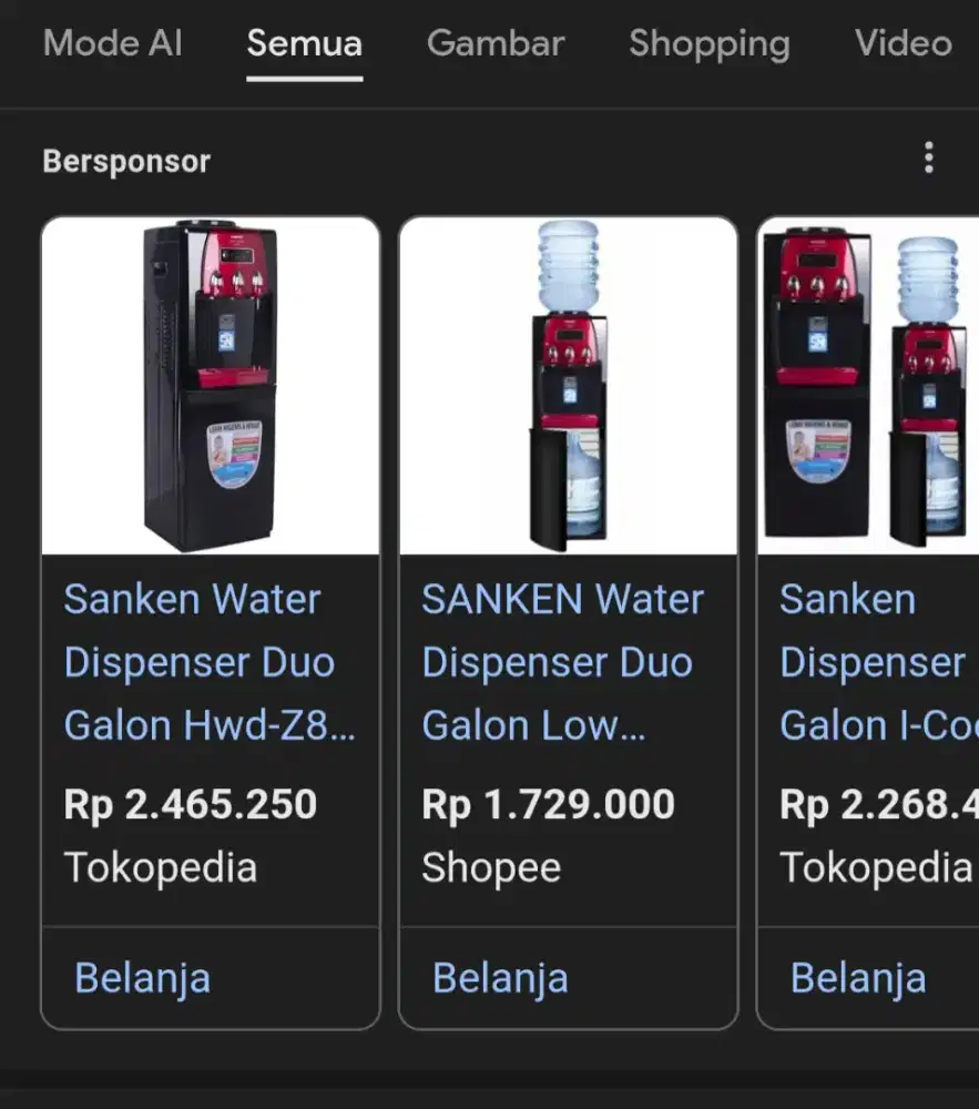 Dispenser 2 galon Sanken - Perlu Servis