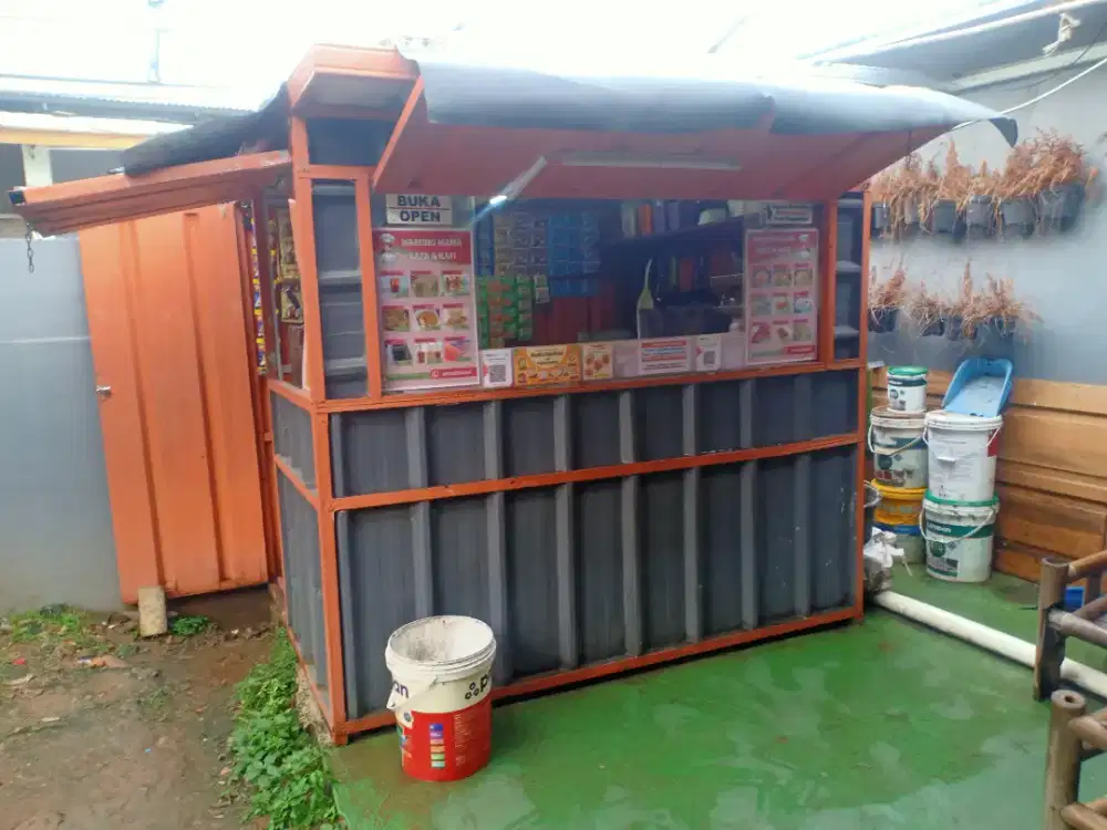Warung kontener ukuran 2m x 1,5m full pintu & jendela trtutup