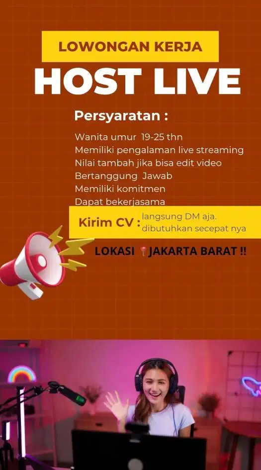 Loker live streaming dibutuhkan seceatnya