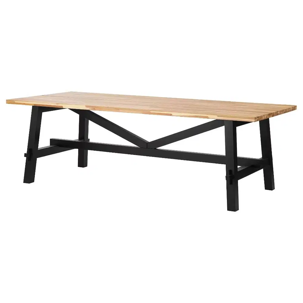 Meja Makan IKEA Tipe SKOGSTA, Akasia/hitam, 235x100x74 cm